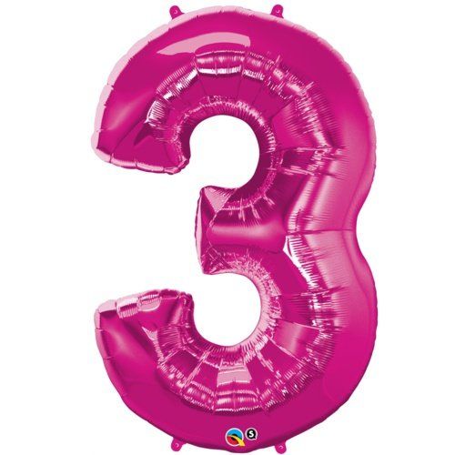 pink number 3 balloon qualatex number balloon 34 8724 p