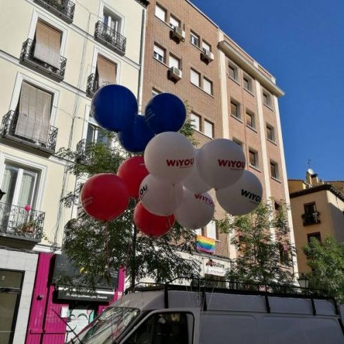 Gobos gigantes con helio impresos Madrid.