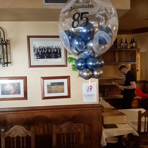 centro de mesa globos 85 cumpleaños