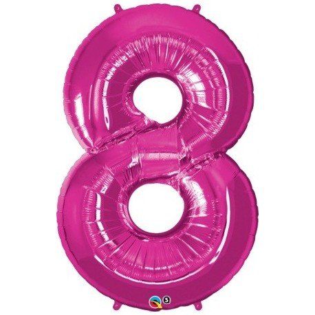 globo foil con numero 8 fucsia