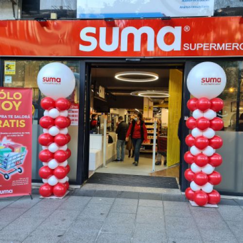 COLUMNAS DE GLOBOS APERTURA SUPERMERCERADO SUMA MADRID