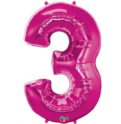 pink number 3 balloon qualatex number balloon 34 8724 p