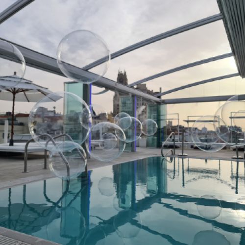globos transparentes con helio madrid terraza mate room