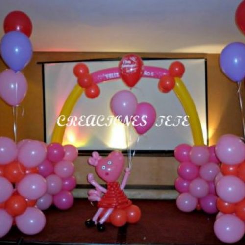 Decoracion con globos peppa pig