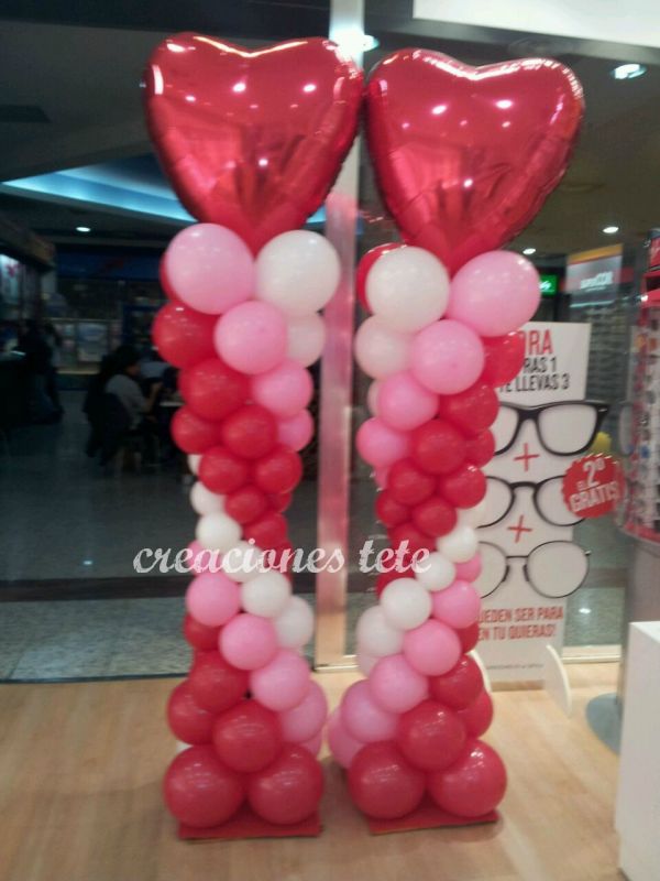 columna globos para san valentin 